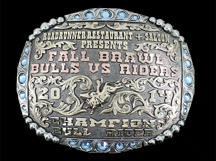 #10091 -Frosted and Antiqued 3-tone Custom trophy buckle