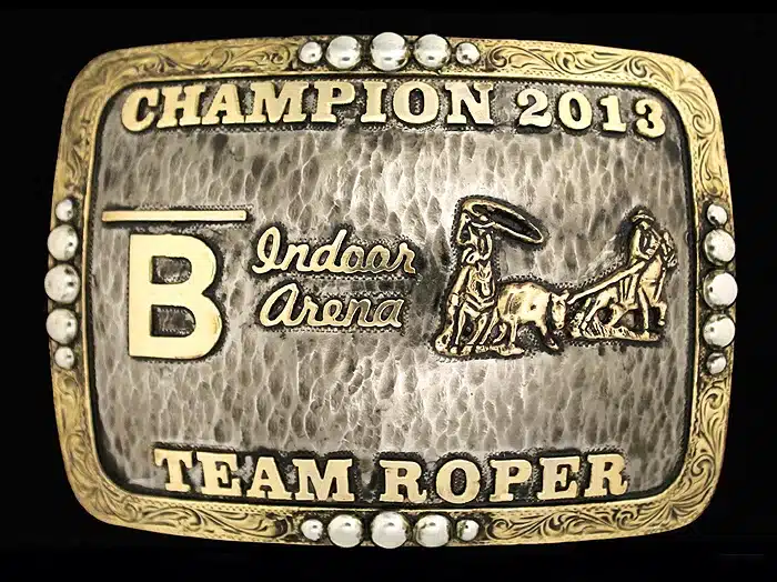 #20141C Hammered and Antiqued Background, 2 Tone Trophy Buckle