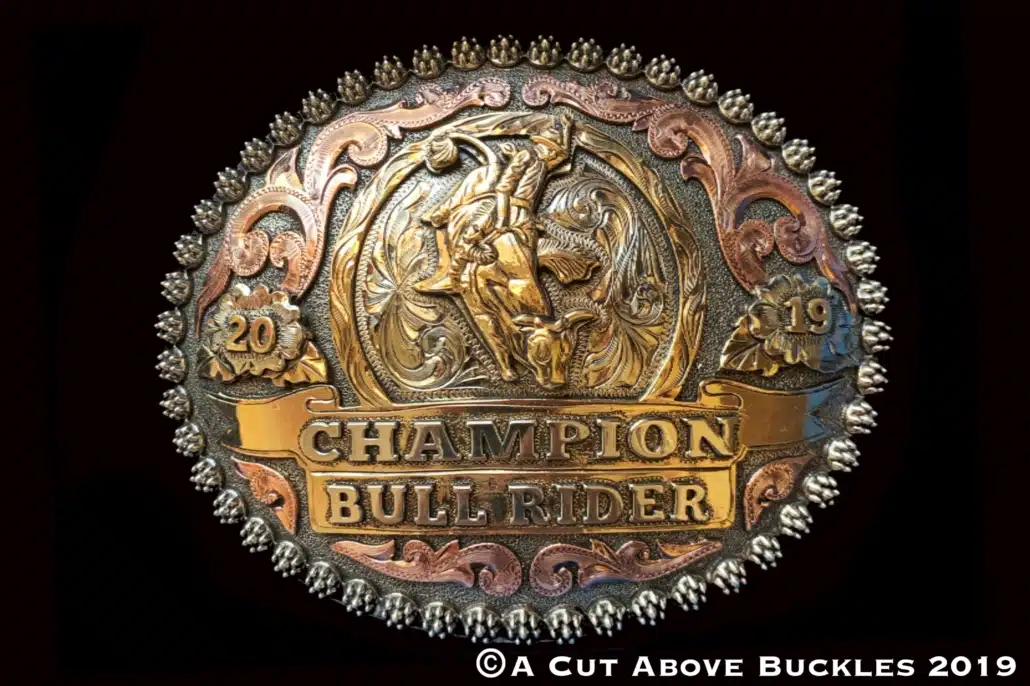 #10088 Frosted and Antiqued, 3 Tone Trophy Buckle