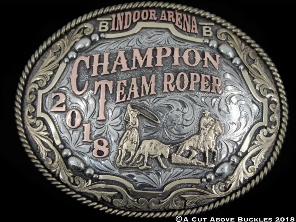 #00109 Frosted, Engraved and Antiqued, 3 Tone Trophy Buckle