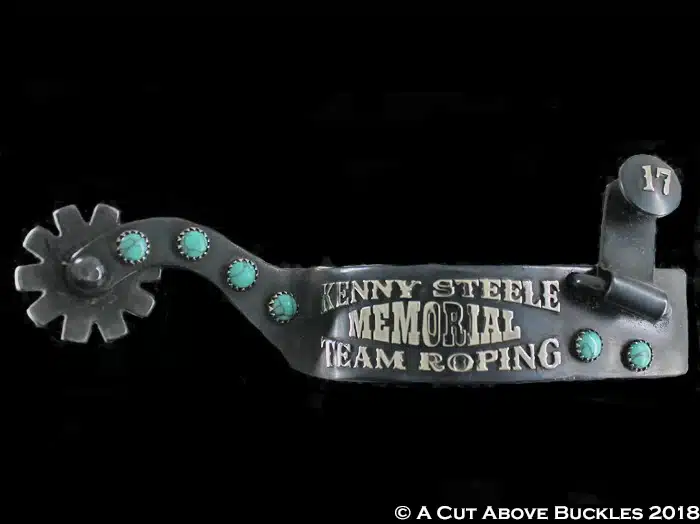 #50072A Custom Trophy Spurs wt. Turquoise